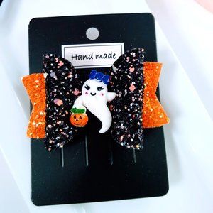Halloween Glitter Hair Bows Ghost